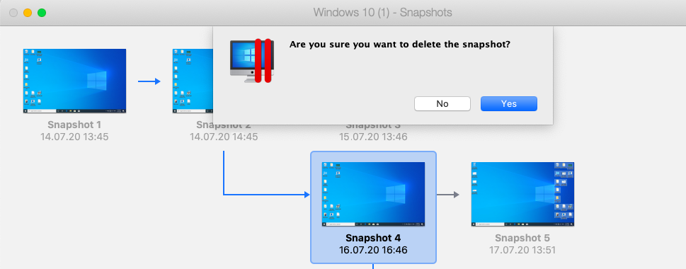 Delete Parallels Snapshots