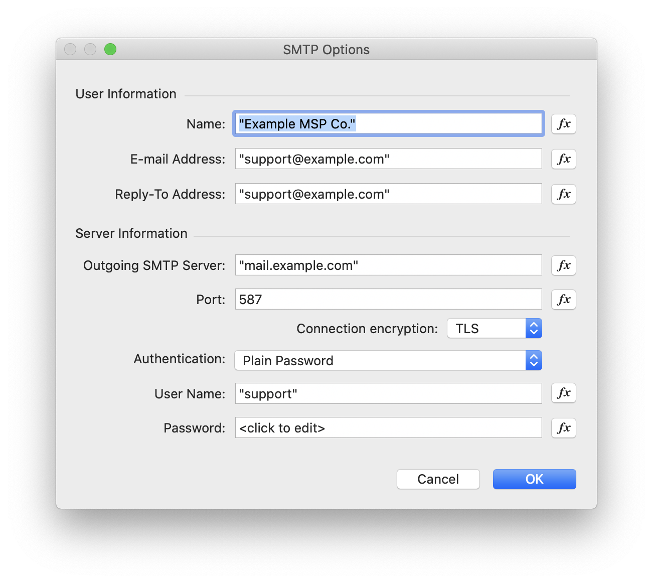 SMTP Options